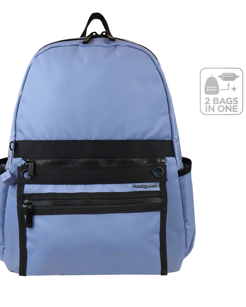Front of a size O/S Cibola 2 In 1 Sustainably Made Backpack in Morning Sky in Morning Sky by Hedgren. | dia_product_style_image_id:331701